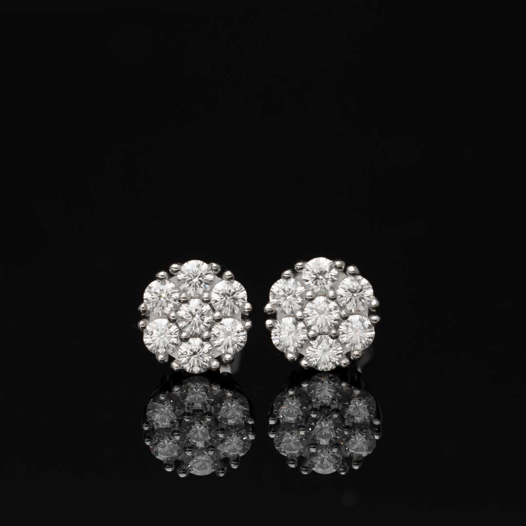 S925 MOISSANITE CLUSTER HEXAGON EARRINGS