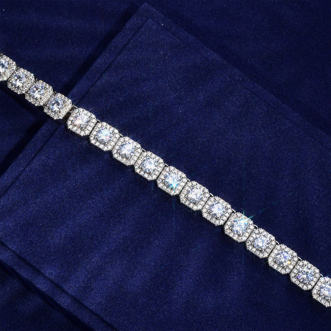 S925 MOISSANITE 10MM CLUSTERED TENNIS CHAIN OR BRACELET