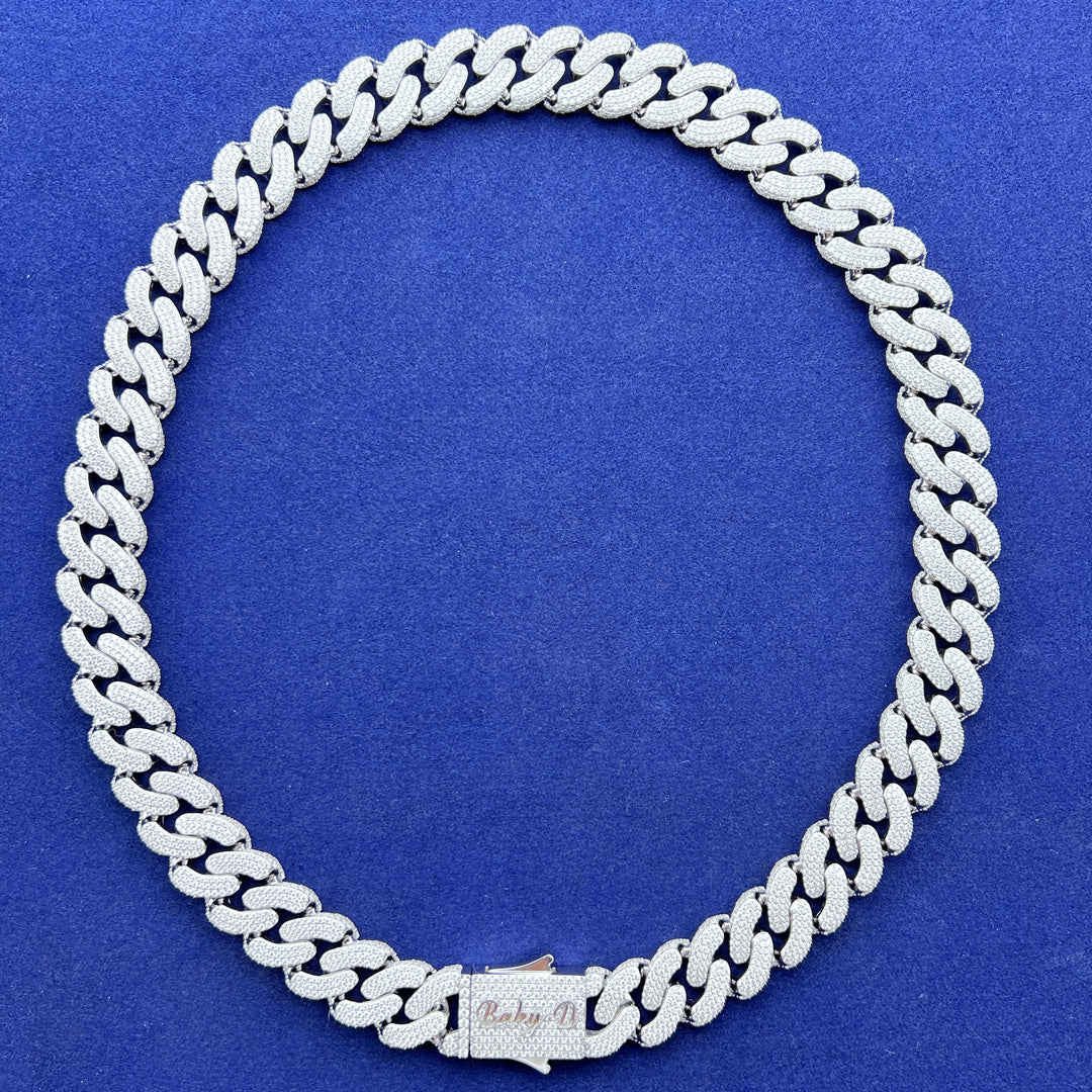 19MM S925 MOISSANITE PRONG CUBAN CHAIN & BRACELET