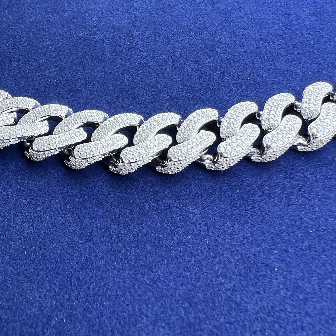 19MM S925 MOISSANITE PRONG CUBAN CHAIN & BRACELET