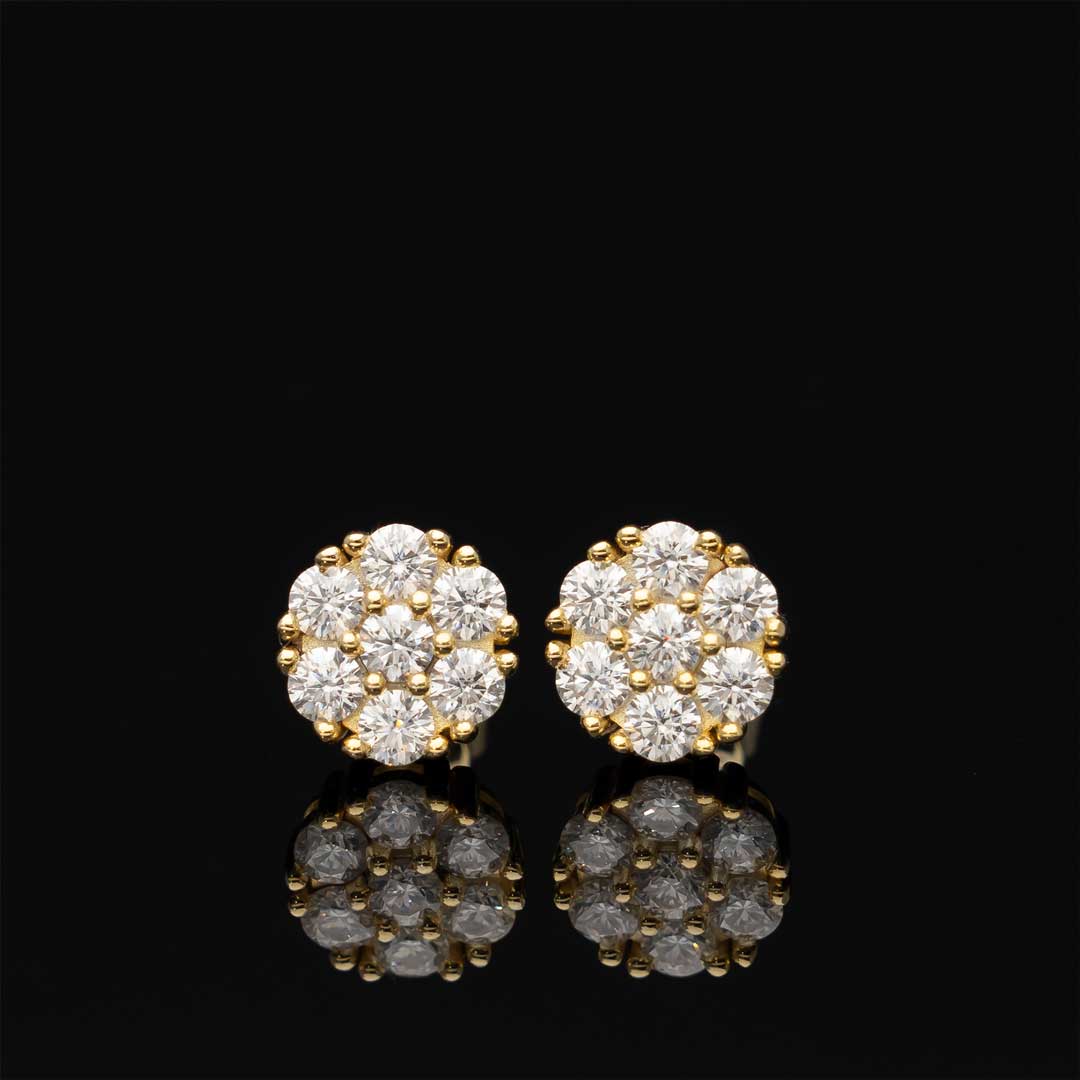 S925 MOISSANITE CLUSTER HEXAGON EARRINGS