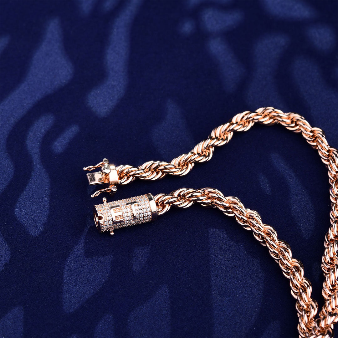 8MM ROPE CHAIN WITH CUSTOM MOISSANITE CLASP