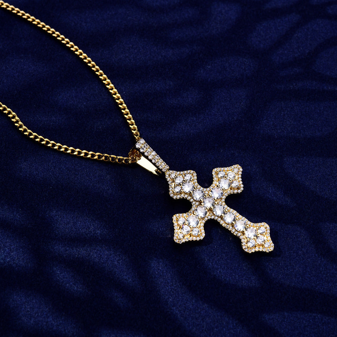 ICED CLUSTERED CROSS PENDANT