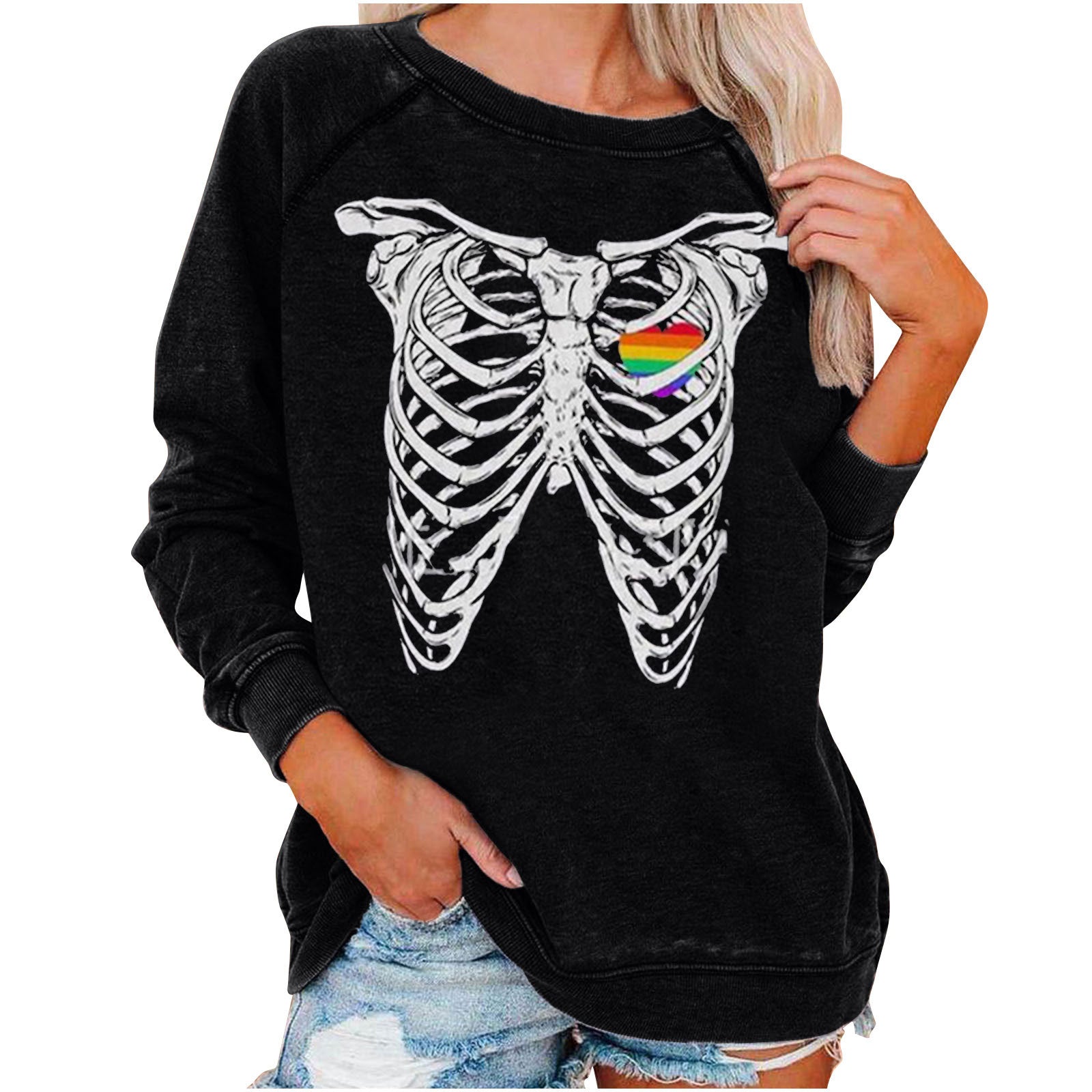 Winter new Amazon eBay loose women's top Halloween skull fun funny print sweater women