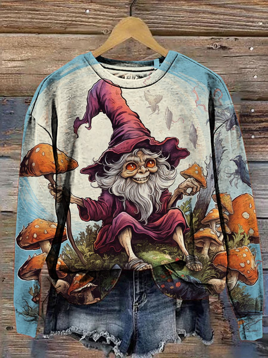 Halloween Witch And Toadstool Art Print Sweatshirt