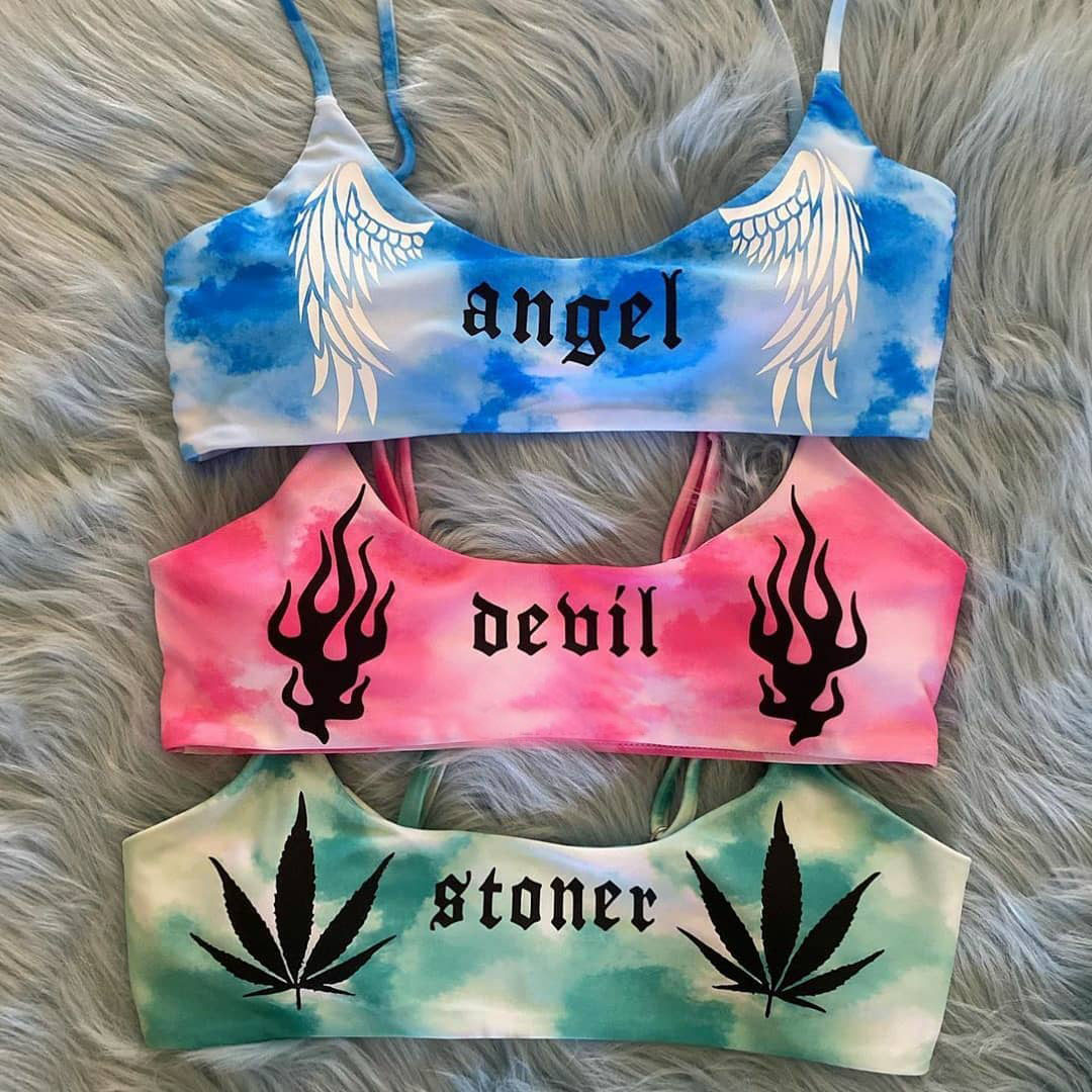 Angel Print Sports Bikini Set