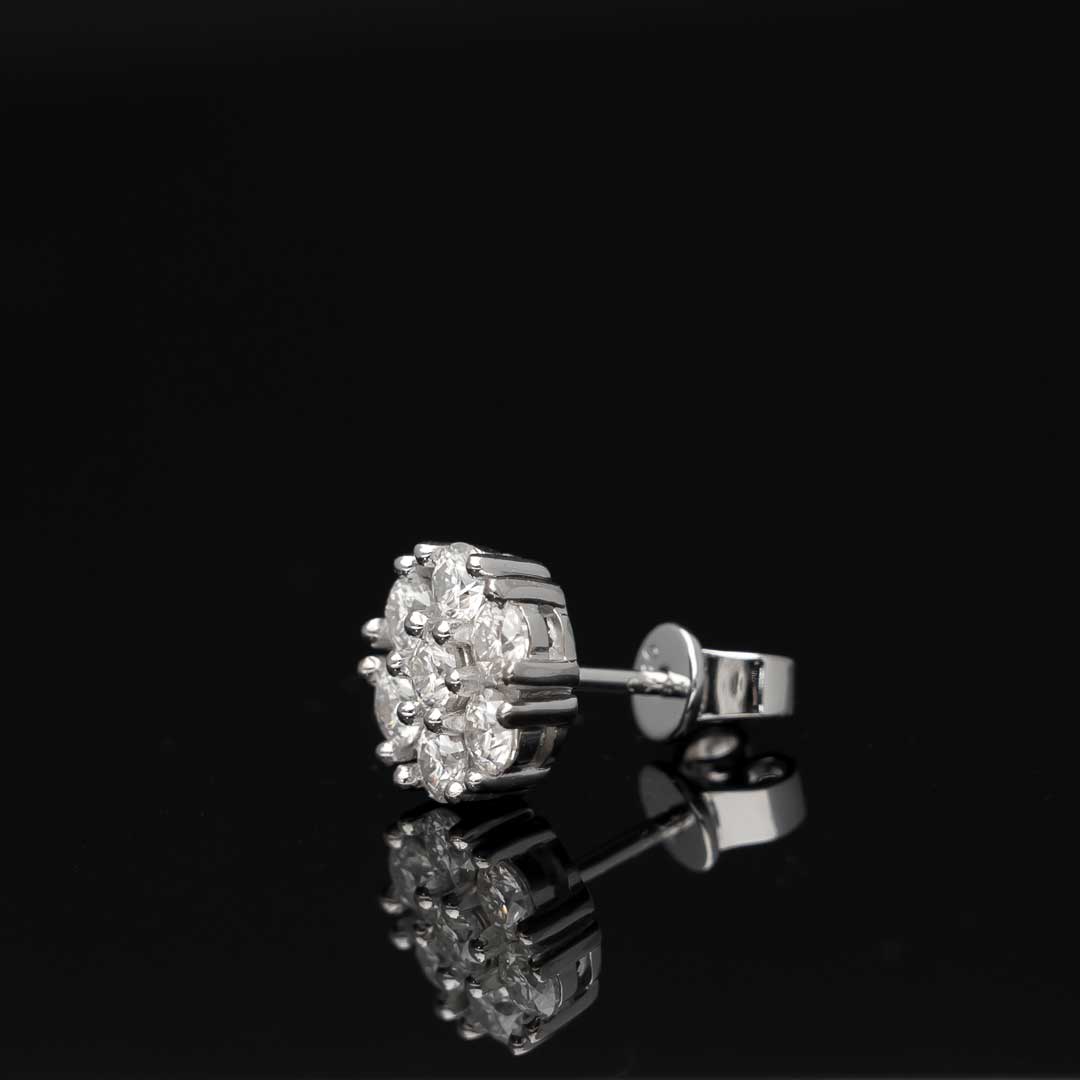 S925 MOISSANITE CLUSTER HEXAGON EARRINGS