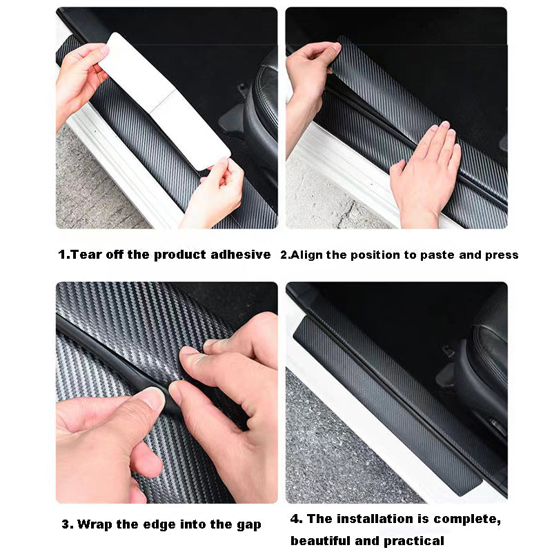 ( 9PCS )Carbon Car Door Sills Stickers