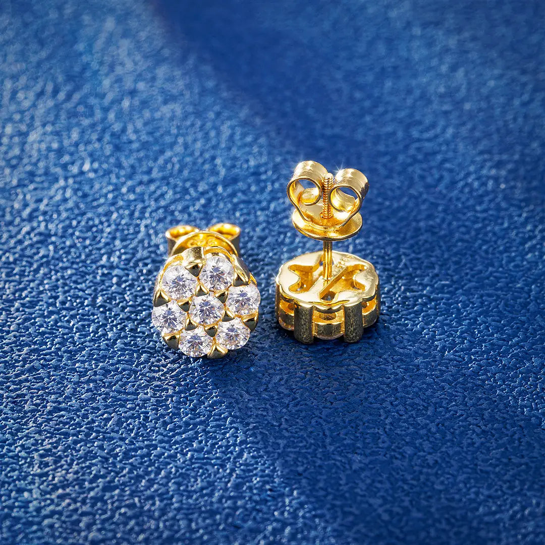 MOISSANITE FLOWER CLUSTER STUD EARRINGS