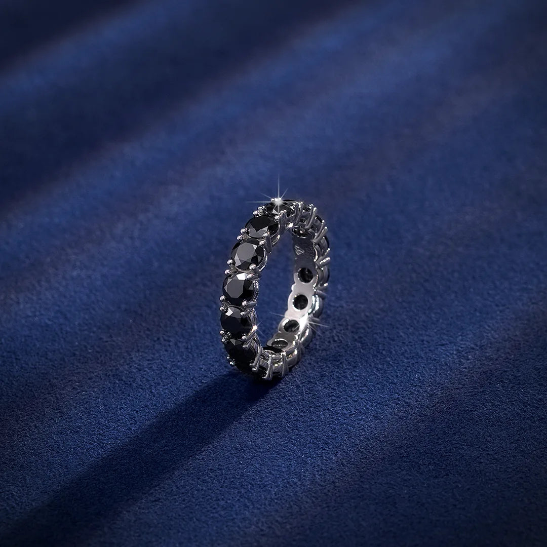 5MM 925 STERLING SILVER BLACK MOISSANITE ETERNITY RING