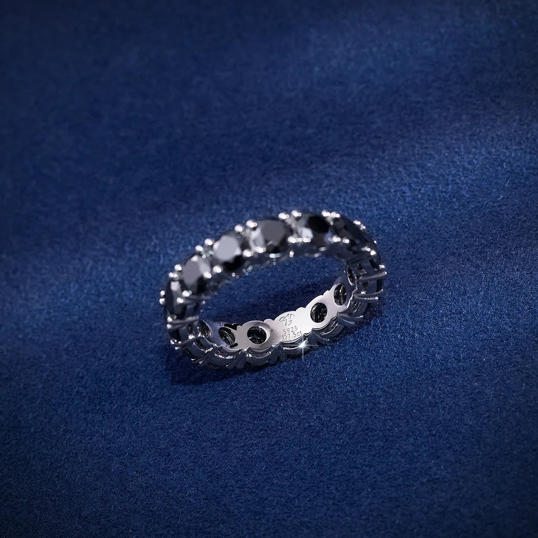 5MM 925 STERLING SILVER BLACK MOISSANITE ETERNITY RING