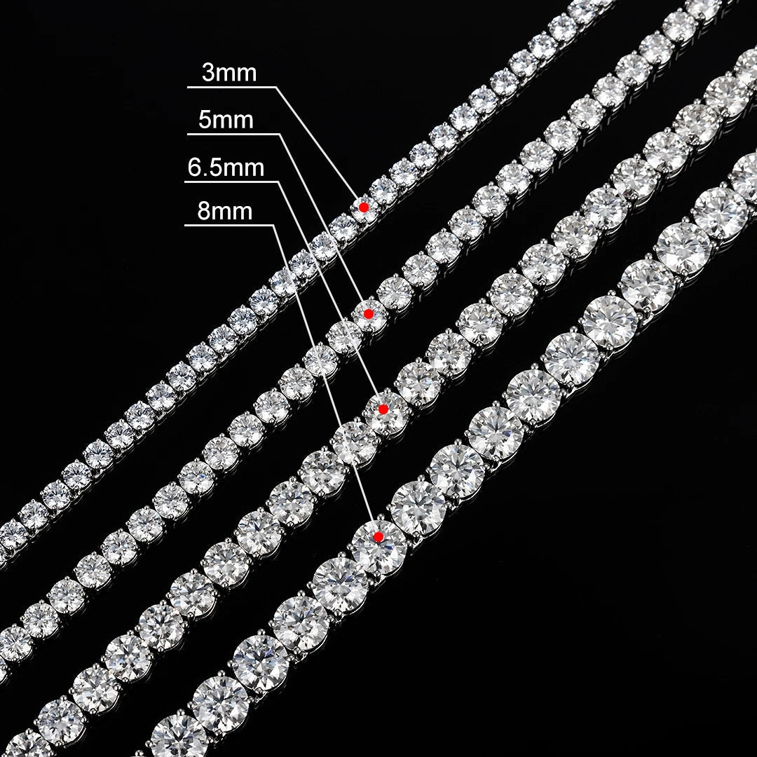 MADE TO ORDER 8MM S925 MOISSANITE TENNIS CHAIN & BRACELET