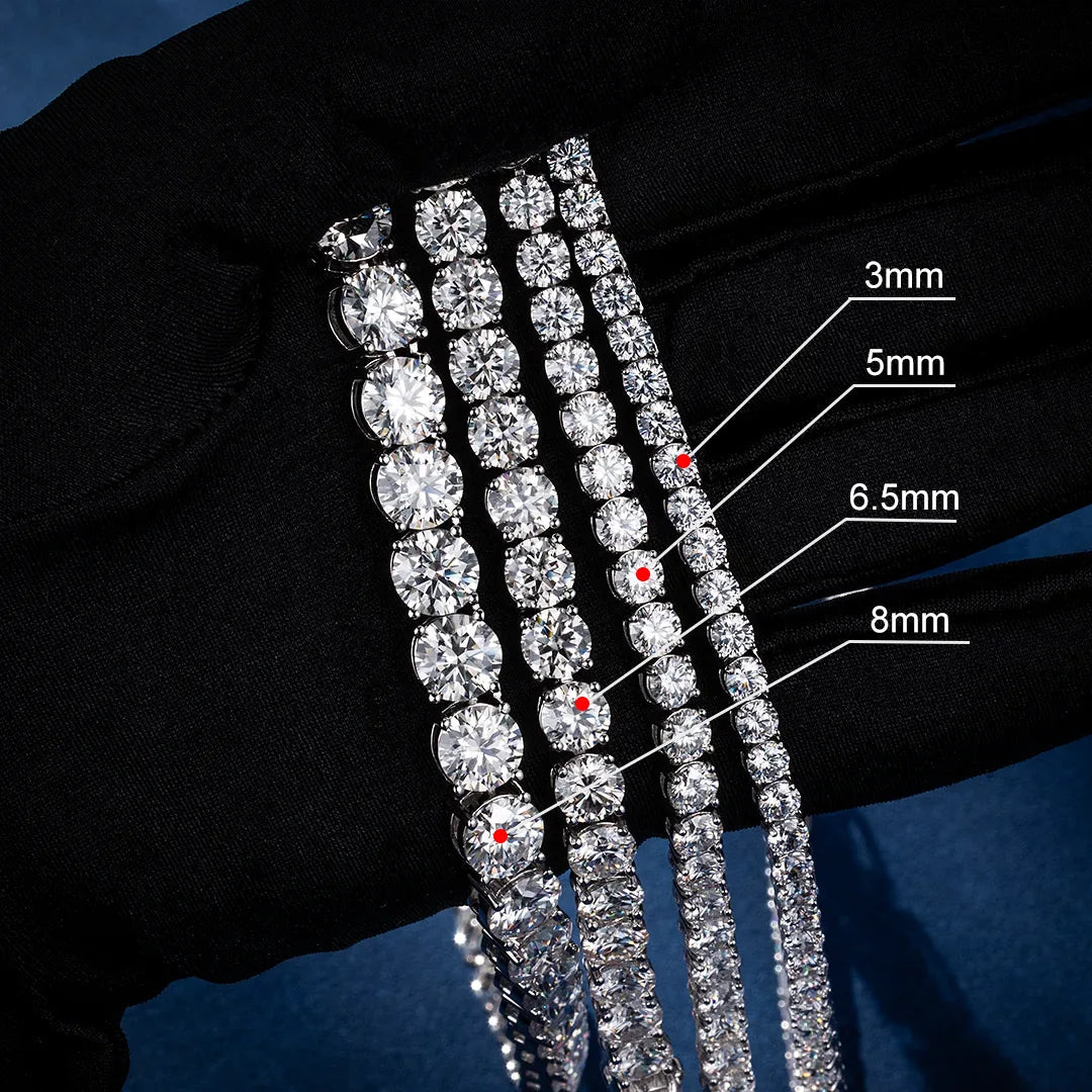 MADE TO ORDER 6.5MM S925 MOISSANITE TENNIS CHAIN & BRACELET