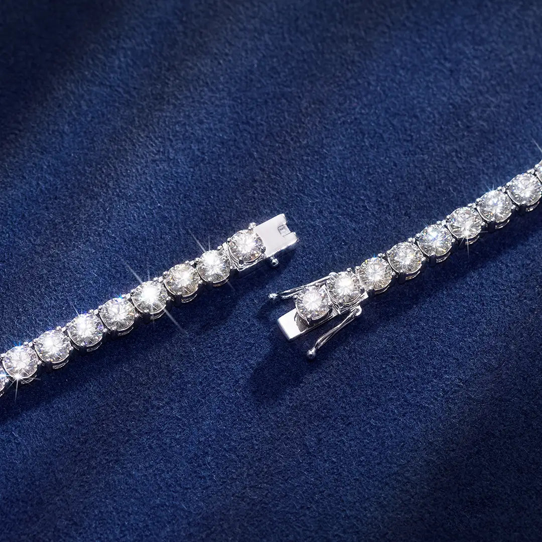 5MM S925 STERLING SILVER MOISSANITE TENNIS CHAIN & BRACELET