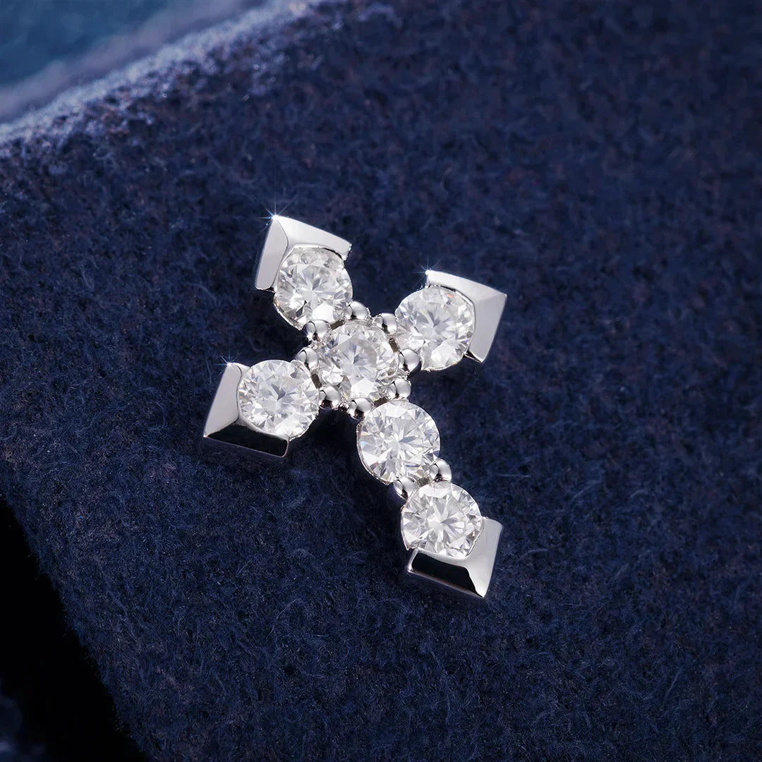 S925 MOISSANITE MICRO CROSS STUD EARRINGS