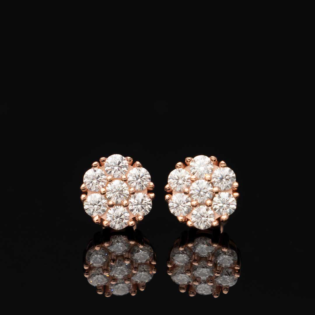 S925 MOISSANITE CLUSTER HEXAGON EARRINGS