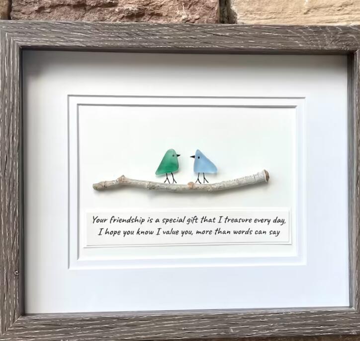 Sea Glass Art, Seaglass Birds, Friend Birthday Gift